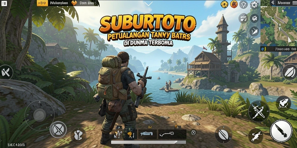 Tampilan gameplay SUBURTOTO yang epik dalam dunia terbuka.
