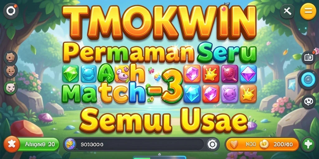 Menampilkan gameplay seru dalam permainan Match-3 TMOKWIN.